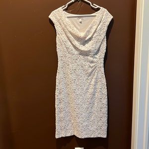 Christopher & Banks formal dress, cream with brown sequins.